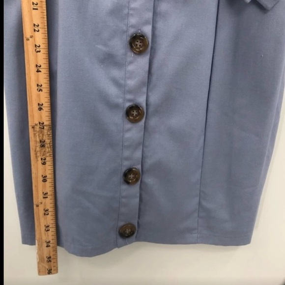 Pretty Little Thing Blue Button Front Mini Dress Size 10 - Picture 10 of 11